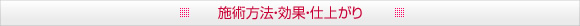 施術方法・効果・仕上がり